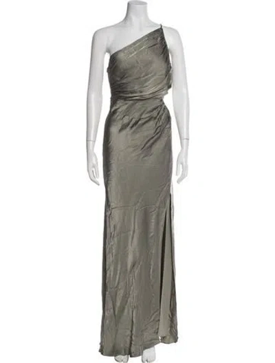 Pre-owned Shona Joy One-shoulder Long Dress In Silver