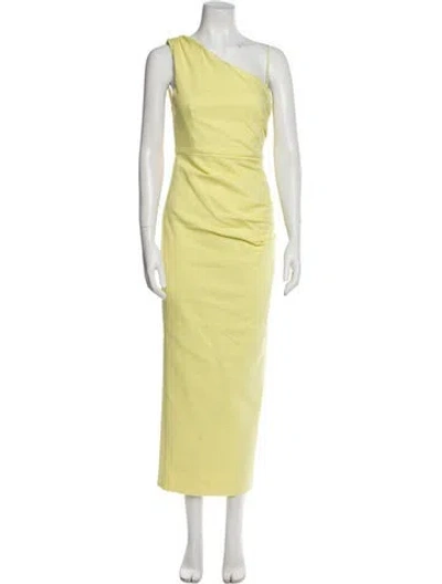 Pre-owned Shona Joy One-shoulder Long Dress In Yellow