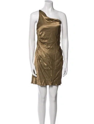 Pre-owned Shona Joy One-shoulder Mini Dress In Gold