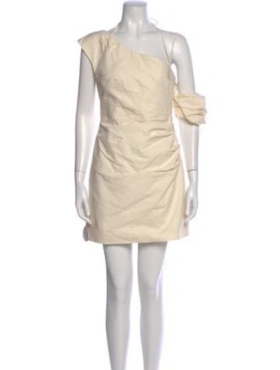 Pre-owned Shona Joy One-shoulder Mini Dress In Neutrals