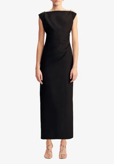 Shona Joy Otis Draped High Neck Midi Dress In Black