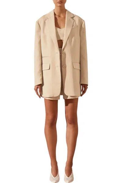 Shona Joy Oversized Double Button Blazer In Sand In Neutral