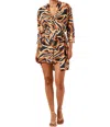 Shona Joy Palma Silk Collarless Shirt Mini Dress In Cobalt/multi In Multi