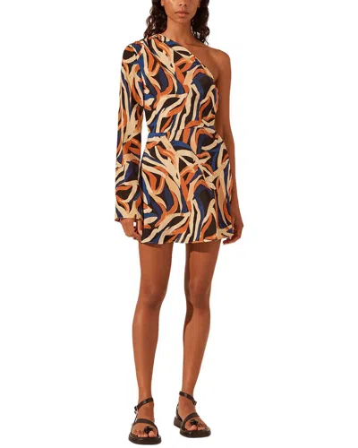 Shona Joy Palma Silk One Shoulder Mini Dress In Blue