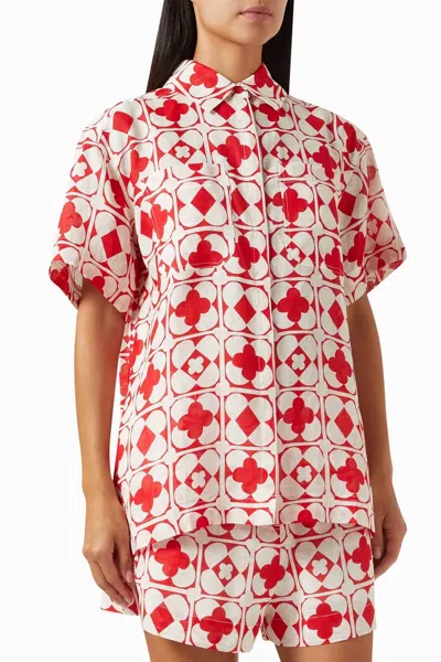 Shona Joy Palmier Relaxed Shirt In Ivory-sailor Red In Multi