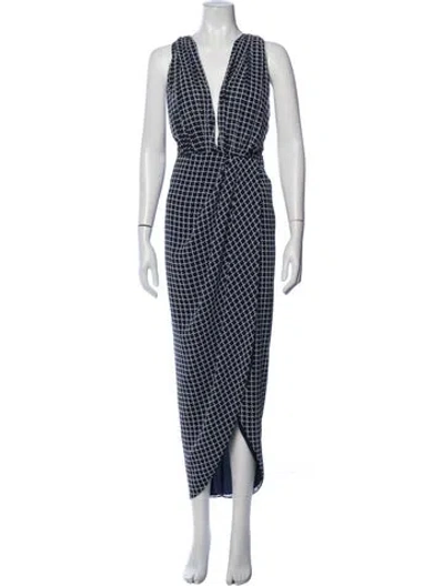 Pre-owned Shona Joy Patterned Long Dress In Blue