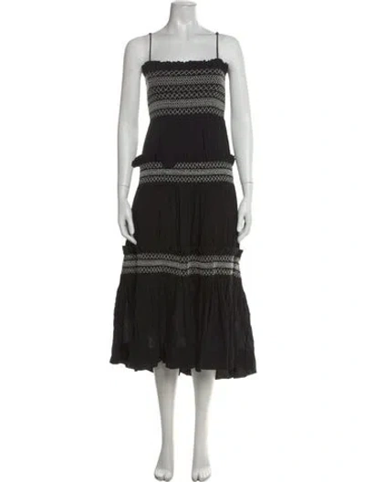 Pre-owned Shona Joy Patterned Midi Length Dress In Black