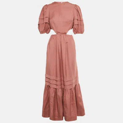 Shona Joy Pink Linen Blend Cut-out Maxi Dress