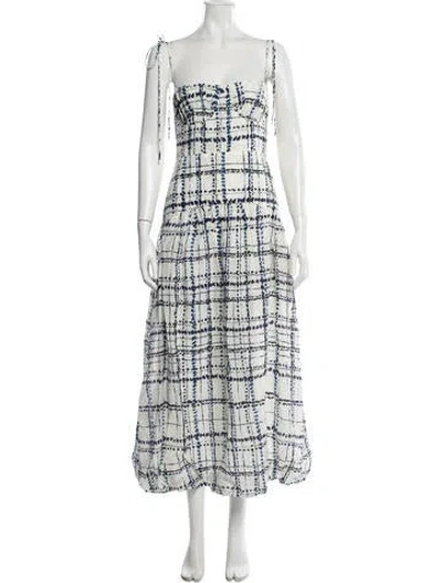 Pre-owned Shona Joy Plaid Print Midi Length Dress In Multi