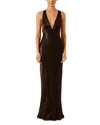 Shona Joy Plunge Back Maxi Dress In Brown