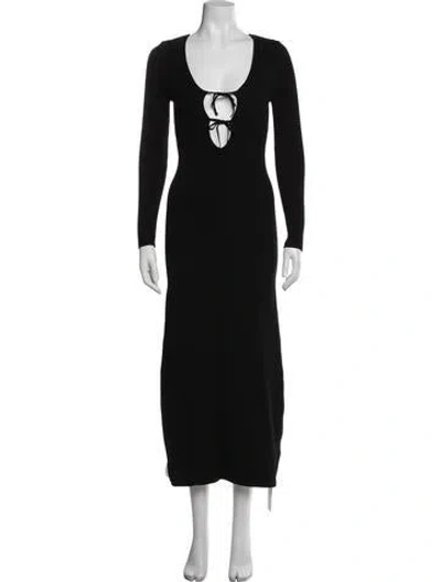 Pre-owned Shona Joy Plunge Neckline Long Dress In Black