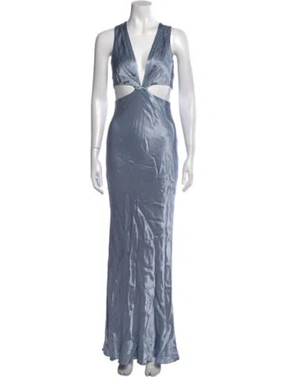 Pre-owned Shona Joy Plunge Neckline Long Dress W/ Tags In Blue