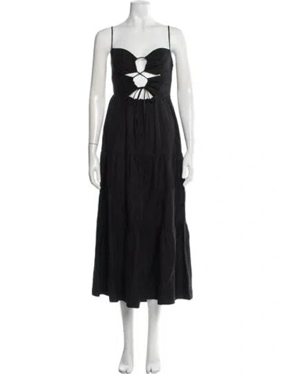 Pre-owned Shona Joy Plunge Neckline Midi Length Dress In Black