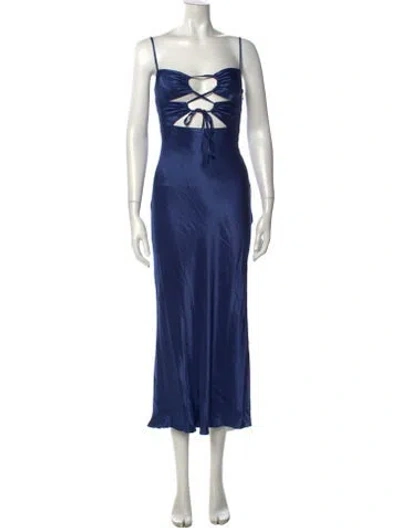 Pre-owned Shona Joy Plunge Neckline Midi Length Dress In Blue
