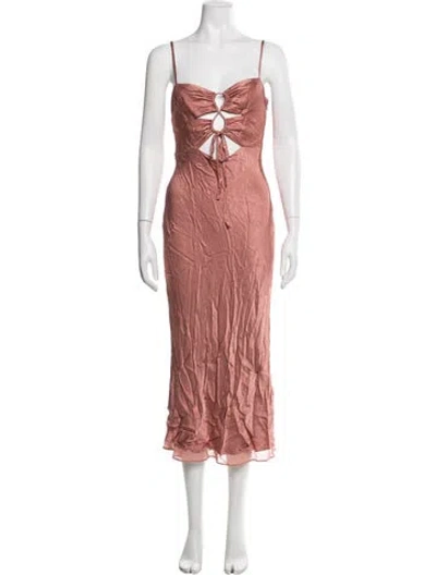 Pre-owned Shona Joy Plunge Neckline Midi Length Dress In Pink