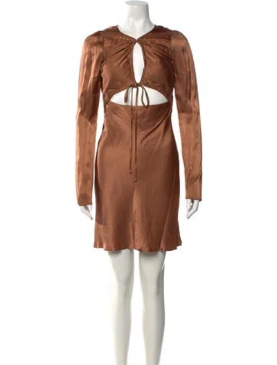Pre-owned Shona Joy Plunge Neckline Mini Dress In Brown