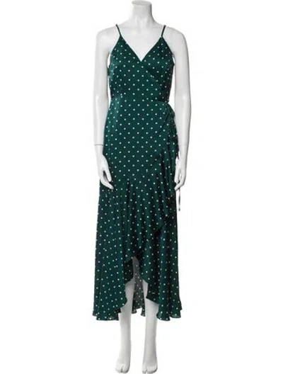 Pre-owned Shona Joy Polka Dot Print Long Dress In Green