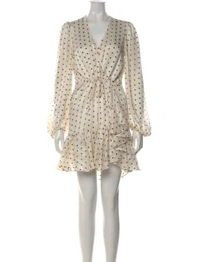 Pre-owned Shona Joy Polka Dot Print Mini Dress In Neutral