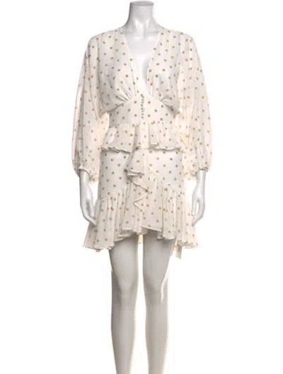 Pre-owned Shona Joy Polka Dot Print Mini Dress In Neutrals