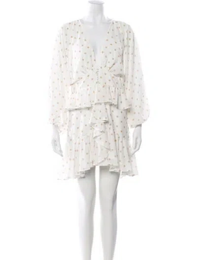 Pre-owned Shona Joy Polka Dot Print Mini Dress In White