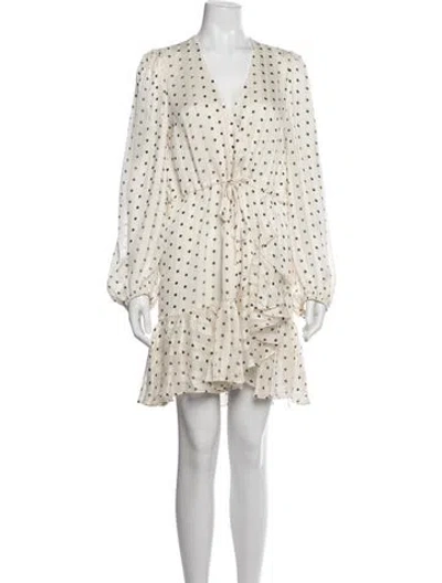 Pre-owned Shona Joy Polka Dot Print Mini Dress In White