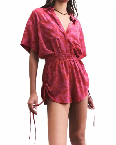 Shona Joy Portea Silk Side Ruched Short In Azurd In Multi
