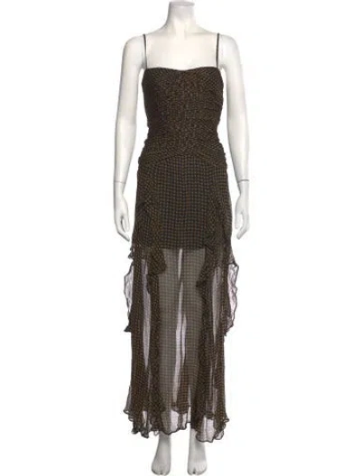 Pre-owned Shona Joy Printed Long Dress In Black/neutrals