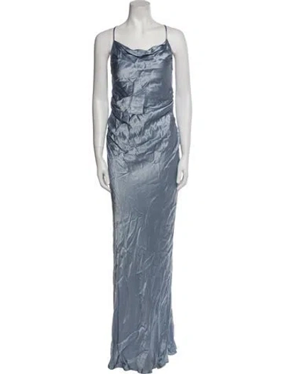 Pre-owned Shona Joy Printed Long Dress In Blue