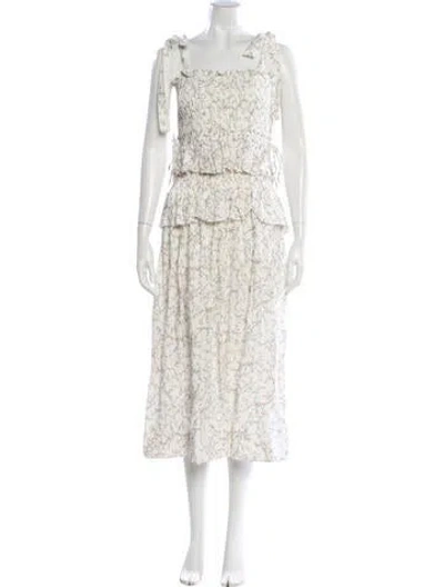 Pre-owned Shona Joy Printed Long Dress In Neutral