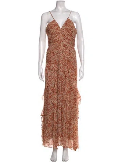 Pre-owned Shona Joy Printed Long Dress In Neutral