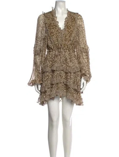 Pre-owned Shona Joy Printed Mini Dress In Green