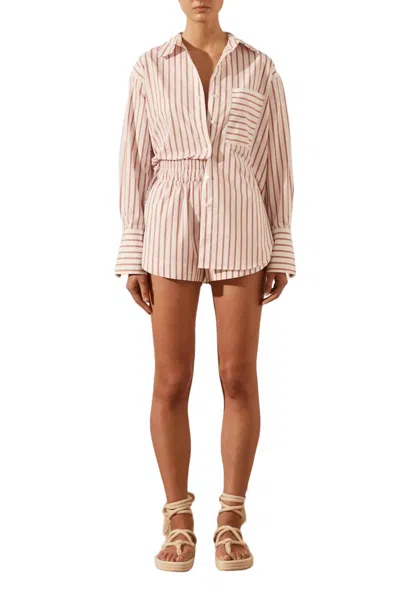 Shona Joy Ribiero Oversized Button Down Shirt In Ivory/red In Multi