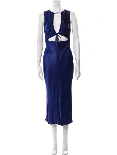 Pre-owned Shona Joy Satin Long Dress In Blue
