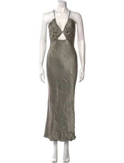 Pre-owned Shona Joy Satin Long Dress In Green
