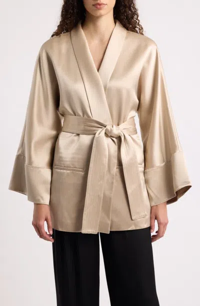 Shona Joy Savanna Belted Satin Jacket In Neutral