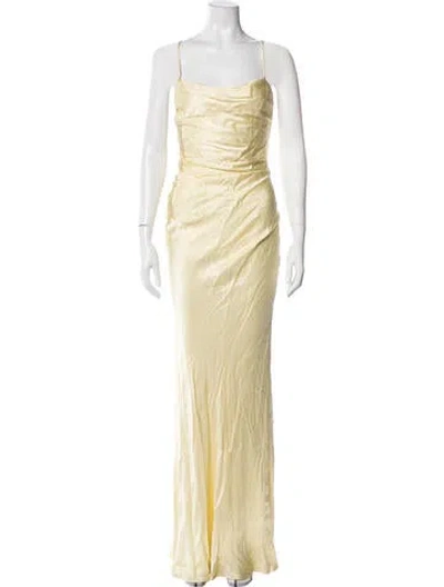 Pre-owned Shona Joy Scoop Neck Long Dress In Yellow