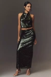 Shona Joy Sequin A-line Maxi Skirt In Black