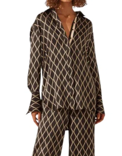 Shona Joy Silk Contrast Relaxed Shirt In Corde In Brown
