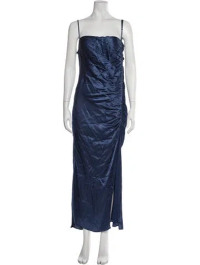 Pre-owned Shona Joy Silk Long Dress In Blue