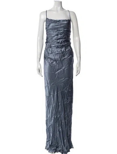 Pre-owned Shona Joy Silk Long Dress In Blue