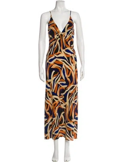 Pre-owned Shona Joy Silk Long Dress In Brown