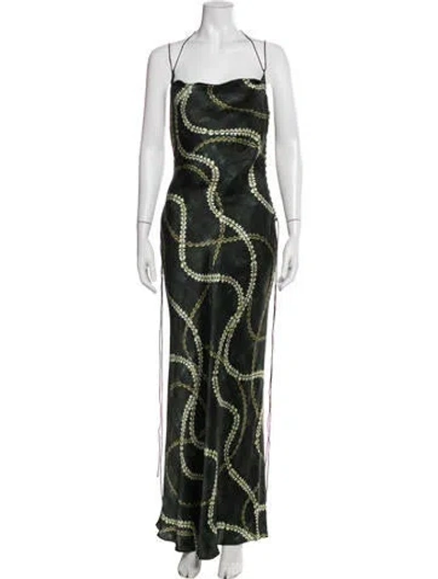 Pre-owned Shona Joy Silk Long Dress In Green