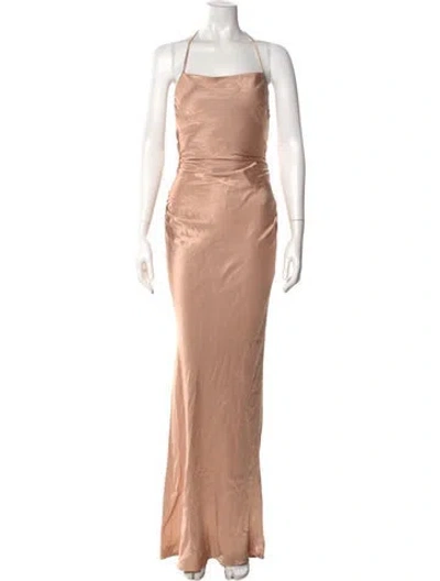 Pre-owned Shona Joy Silk Long Dress In Neutral
