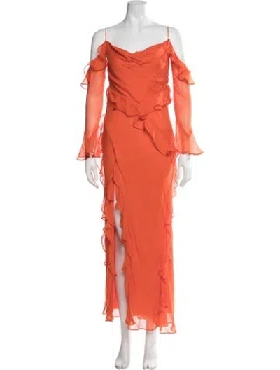 Pre-owned Shona Joy Silk Long Dress W/ Tags In Orange