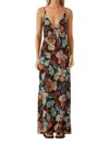 Shona Joy Silk Plunged Slip Maxi Dress In Flotte In Multi