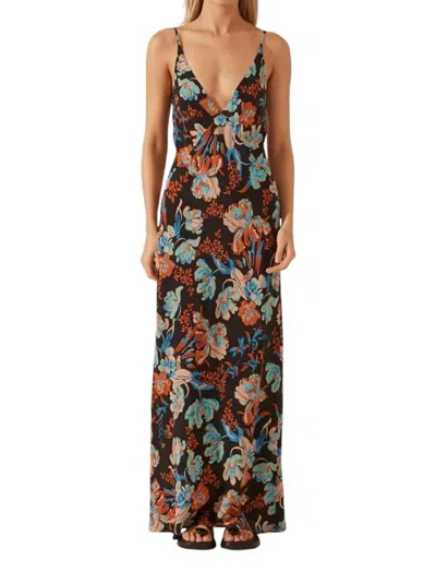Shona Joy Silk Plunged Slip Maxi Dress In Flotte In Multi