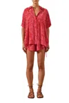 Shona Joy Silk Short Sleeve Relaxed Shirt In Portea In Multi