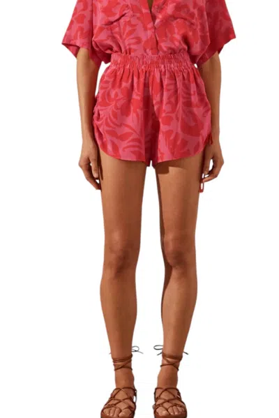 Shona Joy Silk Side Ruched Short In Portea In Red