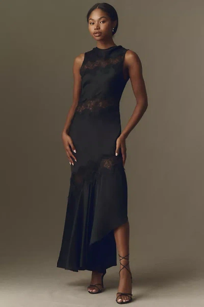 Shona Joy Simona Asymmetrical Panelled Maxi Dress In Black