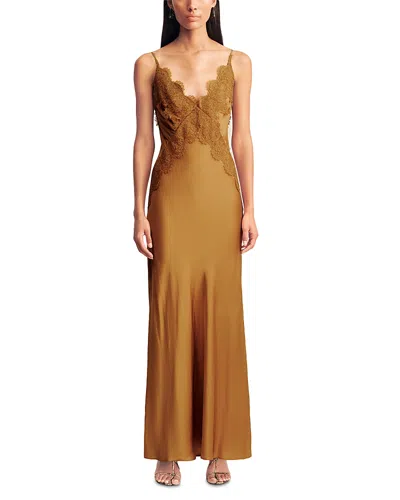 Shona Joy Simona Lace Slip Maxi Dress In Gold